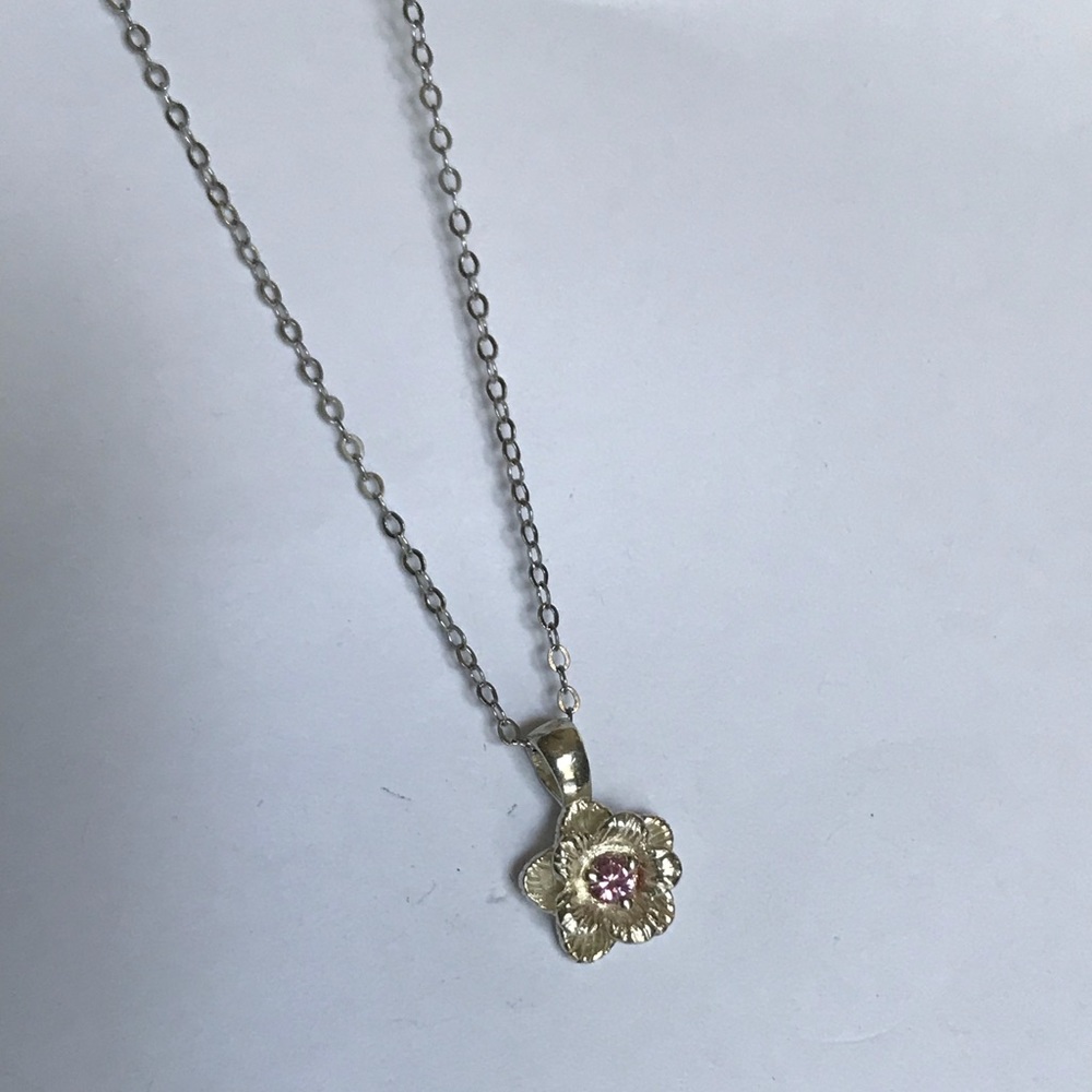 Sophia Fiori Pink Sapphire Kelani Flower Necklace - Picture 6 of 8